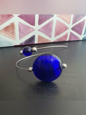 Italian Glass Bead Silver Wire Bracelet